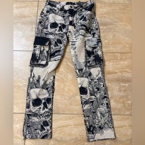 Rebels Black and White Skull Design Pants